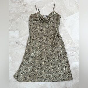 Old Navy Satin Cowl Neck Midi Slip Dress XL Paisley Gold Black Spaghetti Strap